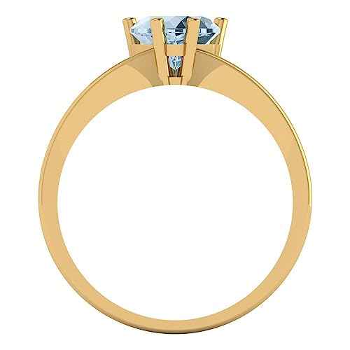 Clara Pucci 1.4ct Heart Cut Solitaire split shank Sky Blue Topaz Bridal Designer Wedding art deco Anniversary Ring 14k Yellow Gold