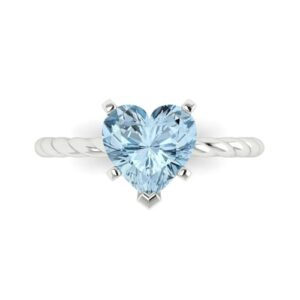 clara pucci 2ct heart cut solitaire rope twisted knot natural sky blue topaz bridal designer anniversary engagement ring 14k white gold