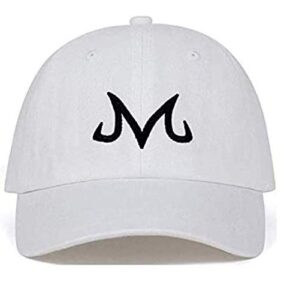 zj m embroidered dad hat majin buu dad hat snapback cap cotton washed baseball cap for men women hip hop dad hat golf caps (white)