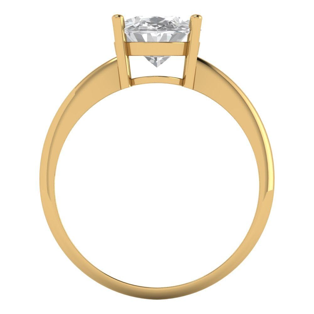 Clara Pucci Yellow 14k Solid Gold Solitaire anniversary Engagement Promise Bridal Ring - 2.5 Carat Oval Cut Clear Simulated Diamond Size - 7