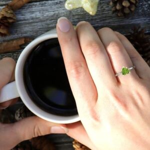 Clara Pucci 2.0 ct Heart Cut Solitaire Genuine Natural Green Peridot 5-Prong Engagement Bridal Promise Anniversary Ring 14k White Gold