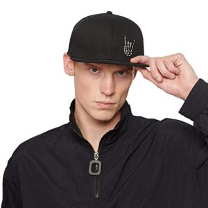 Cool Rock Roll Skeleton Hand Flat Bill Hats Snapback Hat Baseball Cap Black Snapback Hats for Men Adjustable