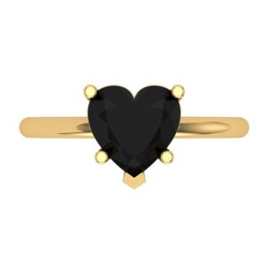 Clara Pucci 2.0 ct Heart Cut Solitaire Natural Black Onyx 5-Prong Engagement Bridal Promise Anniversary Ring 14k Yellow Gold 7