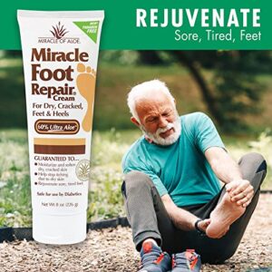 Miracle Foot Repair Cream (8 oz) Repairs Dry Cracked Heels and Feet, 60% Pure UltraAloe Moisturizes, Softens, and Repairs