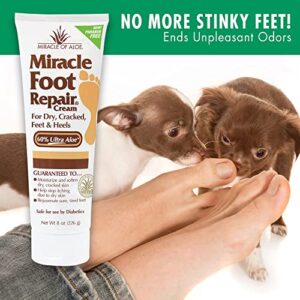 Miracle Foot Repair Cream (8 oz) Repairs Dry Cracked Heels and Feet, 60% Pure UltraAloe Moisturizes, Softens, and Repairs