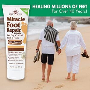 Miracle Foot Repair Cream (8 oz) Repairs Dry Cracked Heels and Feet, 60% Pure UltraAloe Moisturizes, Softens, and Repairs