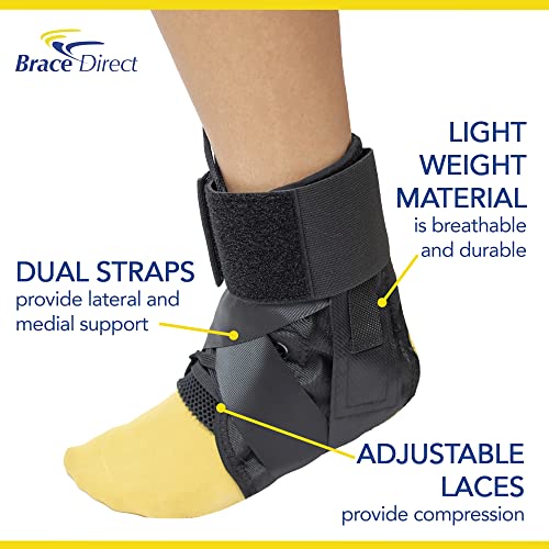 Brace Direct Lace Up Ankle Brace with Figure 8 Strapping - Compression Stabilizer Support & Leg Splint for Sprained, Rolled, Acute Ankle Injuries