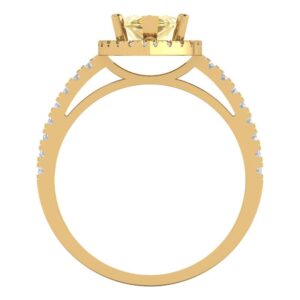 Clara Pucci 2.32ct Marquise Cut Solitaire Halo Yellow Simulated Diamond Designer Wedding Anniversary Bridal Ring 14k Yellow Gold 5.5