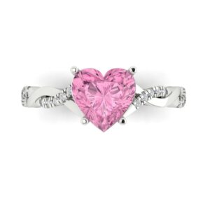 clara pucci 2.16ct heart cut criss cross twisted solitaire halo pink diamond vvs1 designer modern statement ring 14k white gold