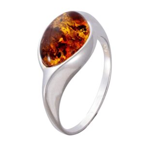 HolidayGiftShops Sterling Silver and Baltic Honey Amber Adult Ring Donna- Size 10