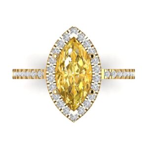 clara pucci 2.32ct marquise cut solitaire halo yellow simulated diamond designer wedding anniversary bridal ring 14k yellow gold 5.5