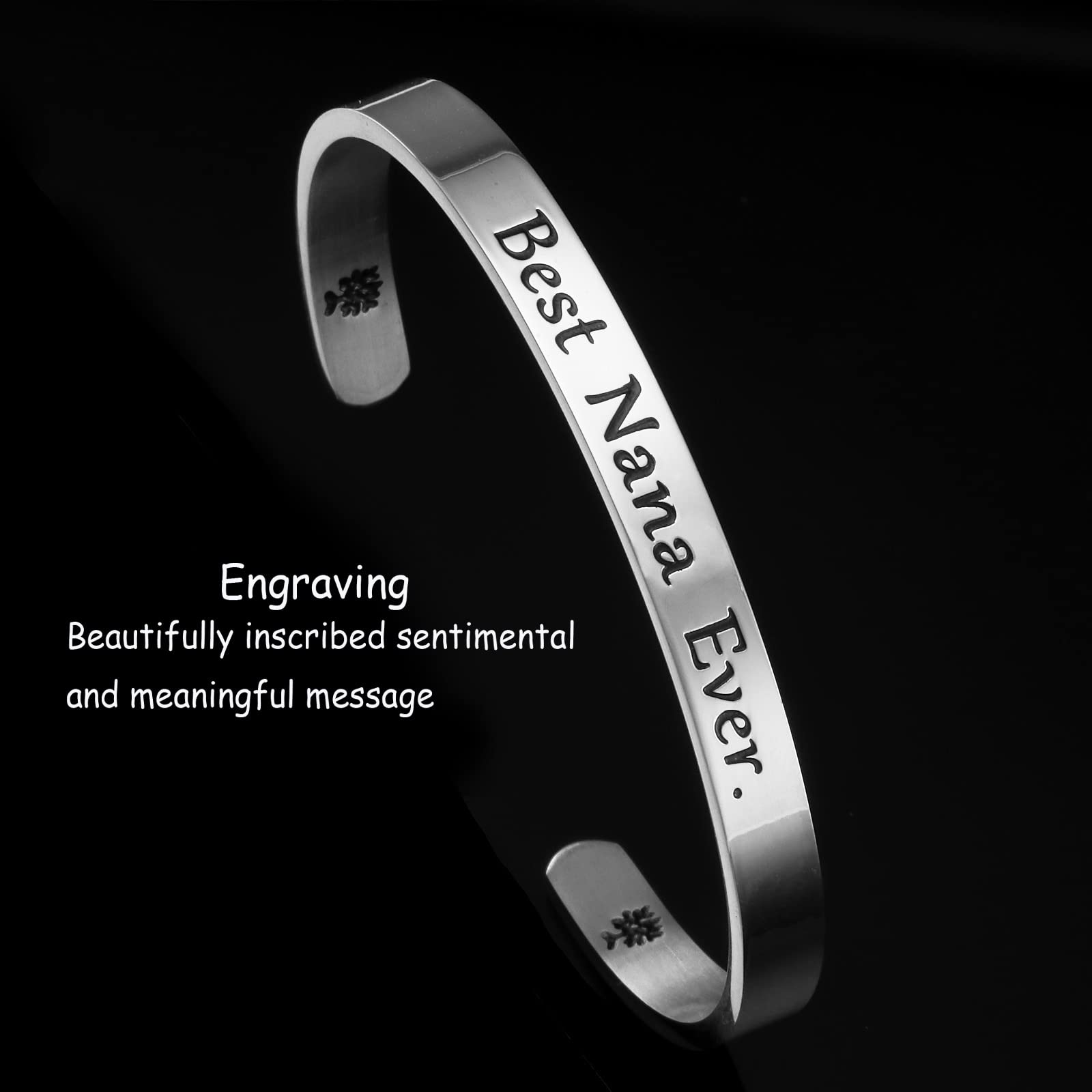 Kivosliviz Best Nana Ever Bracelet Birthday Gift for Nana Expandable Wire Bangle for Grandma