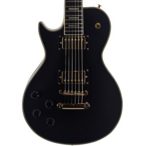 Sawtooth Heritage 70 Series Left Handed Maple Top Electric Guitar, Satin Black