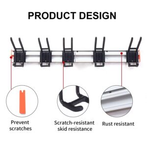 Homeon Wheels Aluminum Ski Storage Rack Holds 6 Pairs of Skis Ski Rack for Garage Wall Padded Hooks Ski Rack Wall Max 300 lbs.