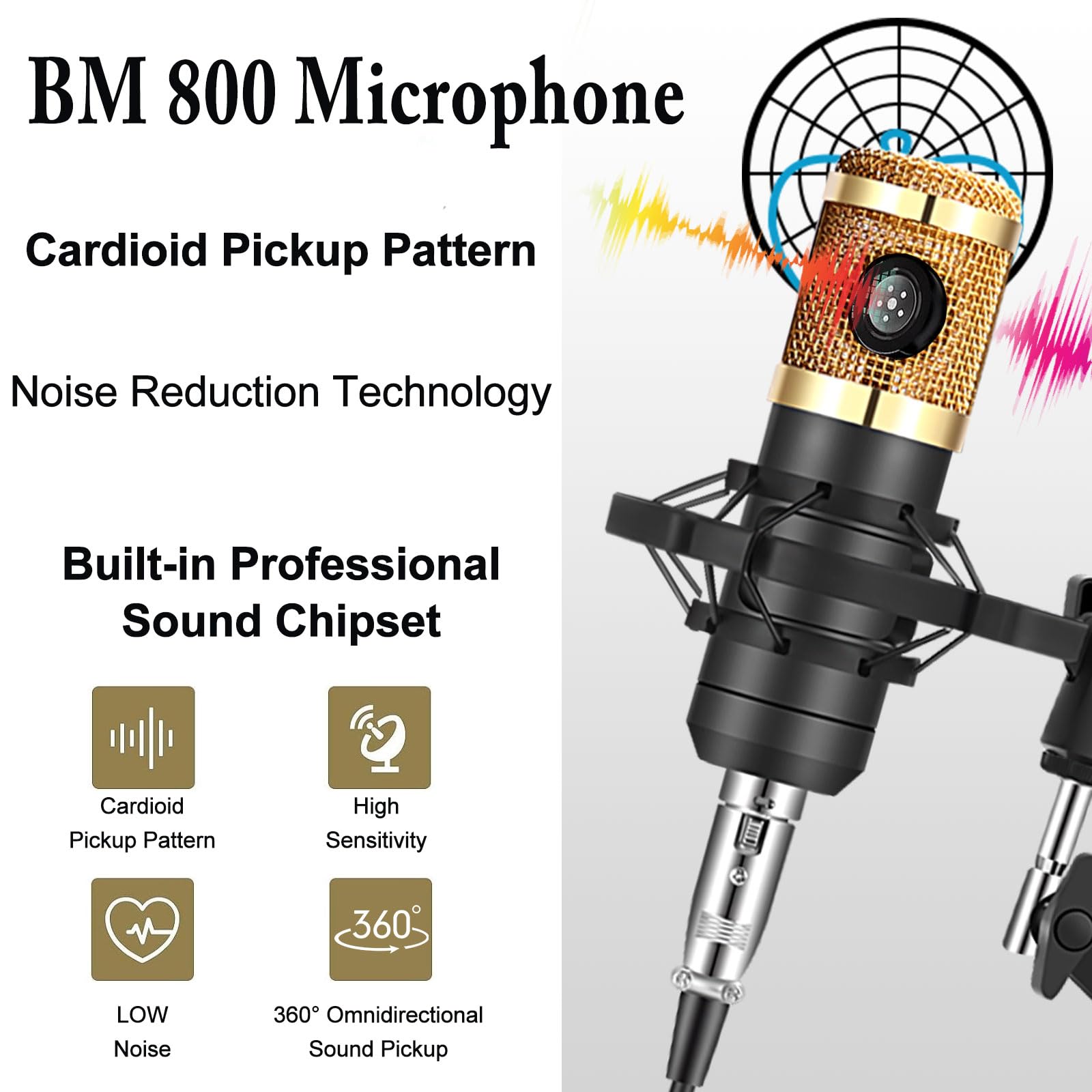 ALPOWL Podcast Equipment Bundle, Audio Interface with All in One Live Sound Card and BM-800 Condenser Microphone, Perfect for Recording, Broadcasting, Live Streaming, YouTube, TikTok (BM800-V8G)