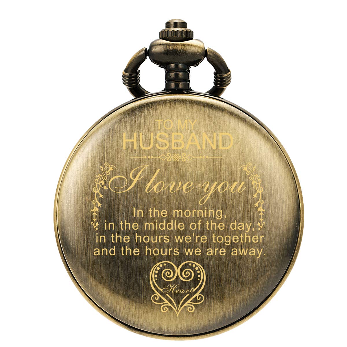 oyeaho Pocket Watches, Pocket Watch to Husband King, Personalized Pocket Watches for Men with Chain, Gifts for Love (a1.Bronze Eagle - to my husband)