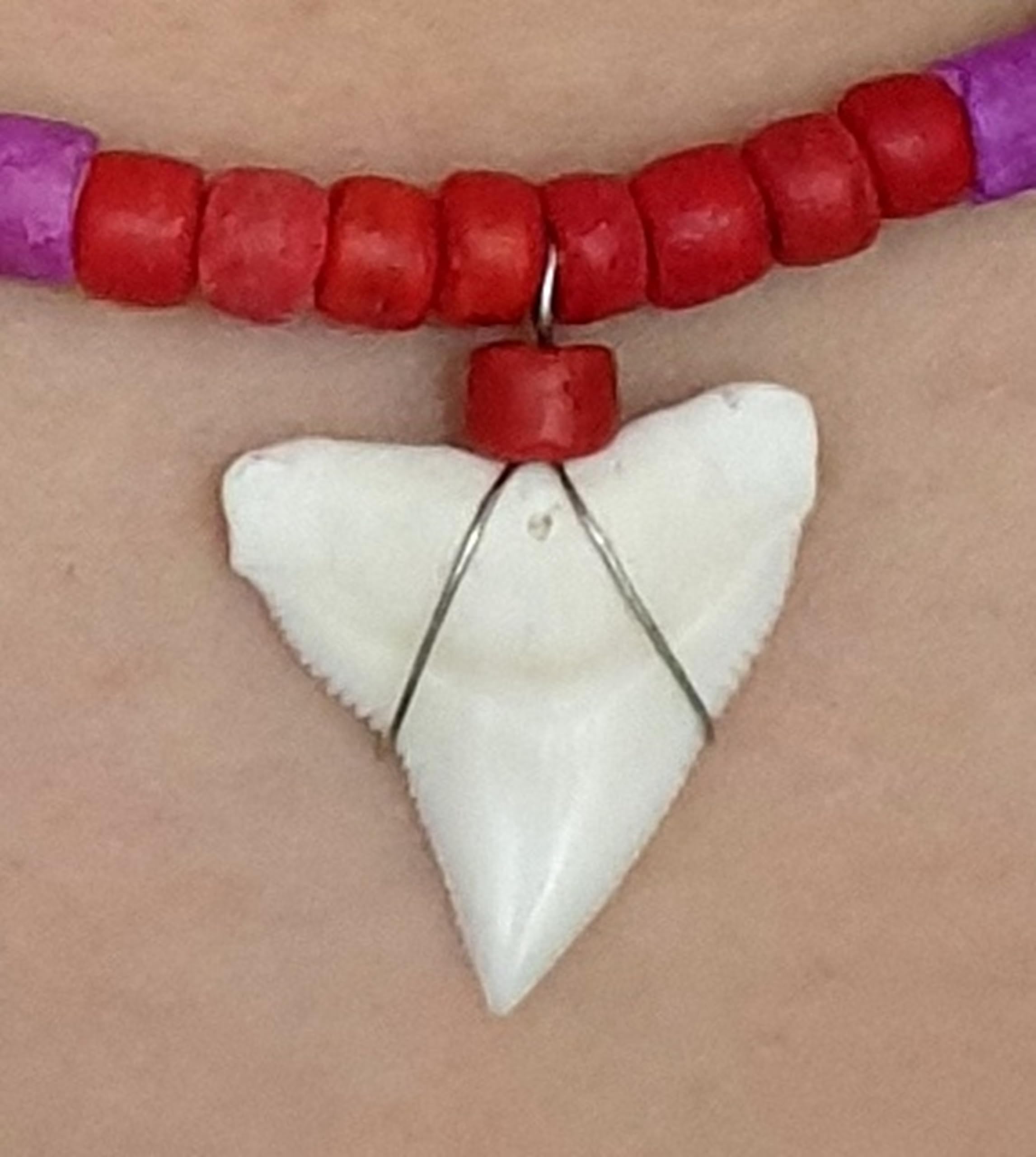 Swimmi Genuine Shark Tooth Necklace for Men, Great White Shark Tooth Necklace, Handmade Wooden Beads adjustable Cords Shark Tooth Necklace for Women Jewelry BA370