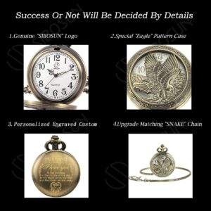 oyeaho Pocket Watches, Pocket Watch to Husband King, Personalized Pocket Watches for Men with Chain, Gifts for Love (a1.Bronze Eagle - to my husband)