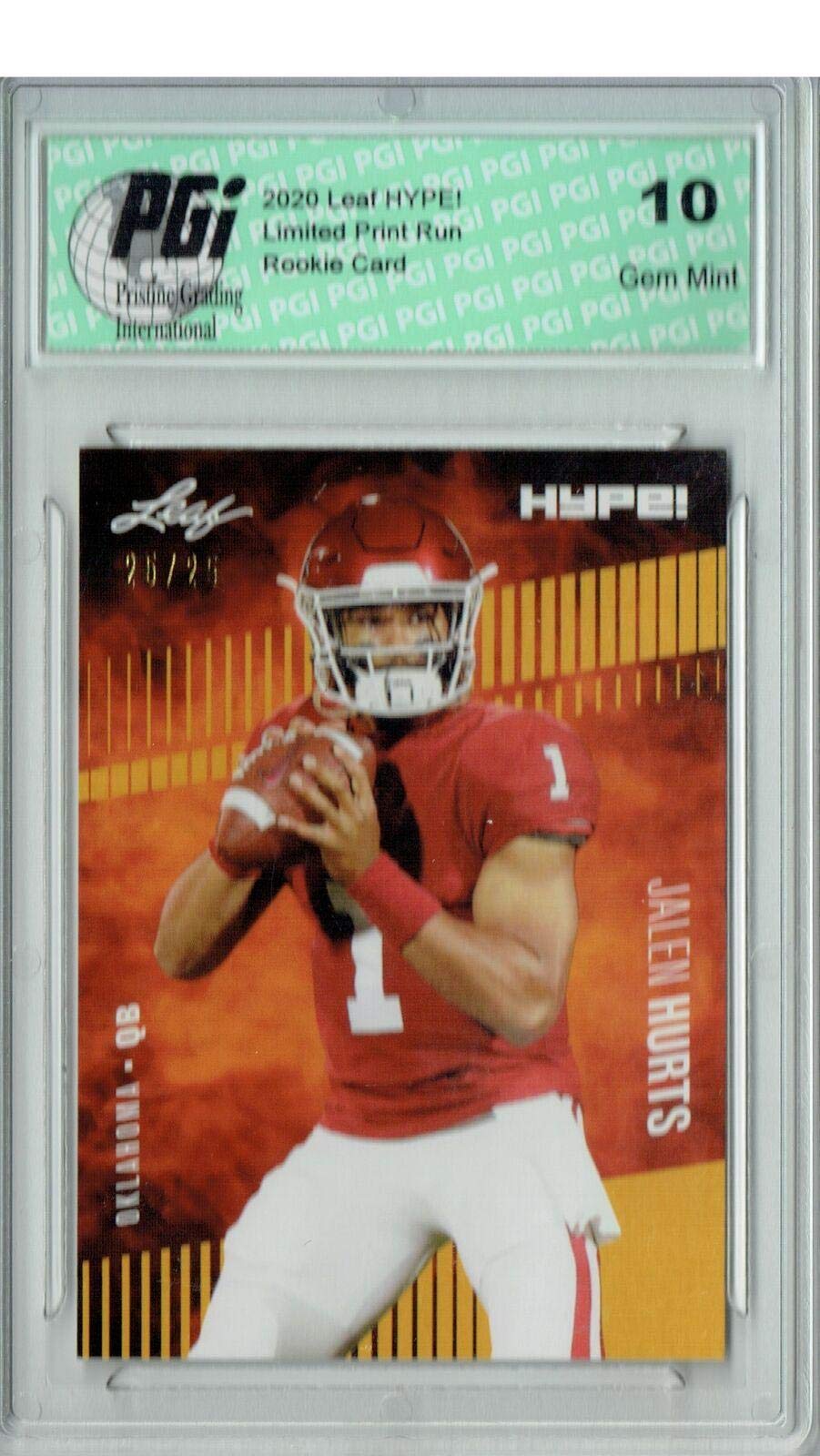 Jalen Hurts 2020 Leaf HYPE! #28 SP, Only 25 Made Rookie Card PGI 10 - Unsigned College Cards