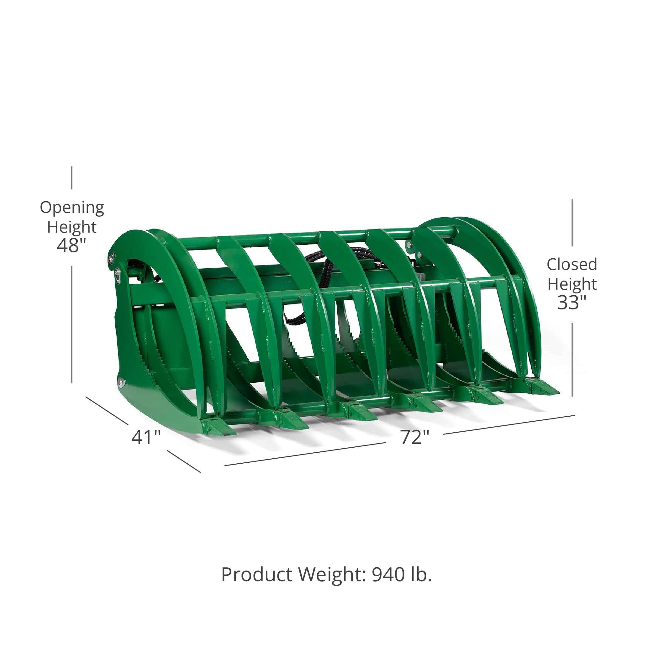 Titan Attachments 72-in HD Grapple Rake Attachment Fits John Deere Tractors with Global Euro