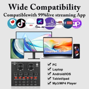 ALPOWL Podcast Equipment Bundle, Audio Interface with All in One Live Sound Card and BM-800 Condenser Microphone, Perfect for Recording, Broadcasting, Live Streaming, YouTube, TikTok (BM800-V8G)