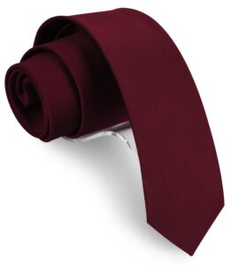 gusleson 6cm burgundy slim necktie for men wine red solid skinny tie (0973-11)