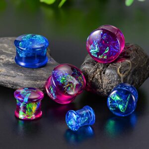 COOEAR 2 Pairs Set Gauges for Ears Flesh Tunnels Kits Plugs Earrings Acrylic Color Foil Ear Expander Stretchers Piercing.