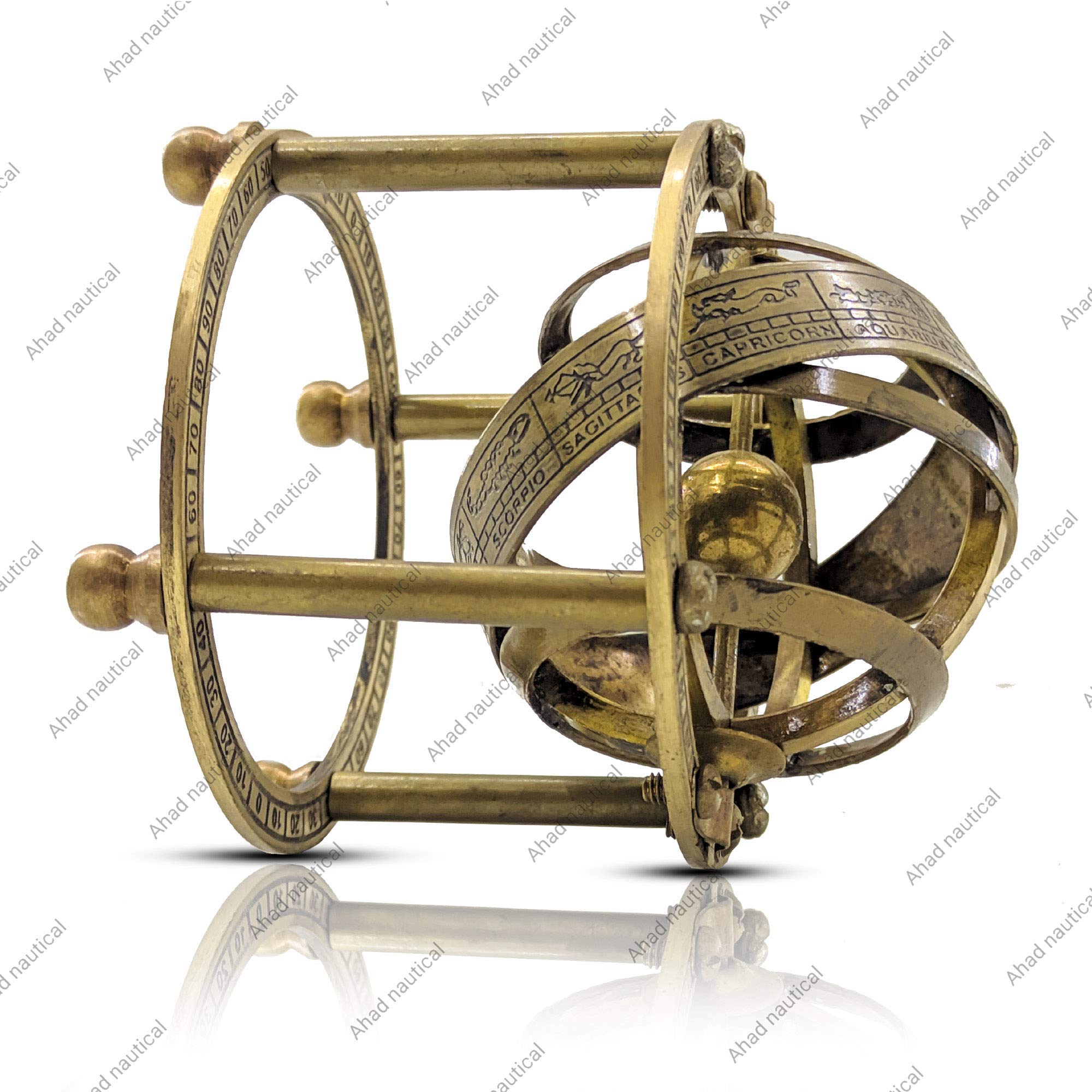 Brass Antique Armillary, Sphere Globe Replica 9cm, Astrolabe Nautical Marine Tabletop Globe, Office Decor, Anniversary Gift, Home Decor, Best Gift Idea