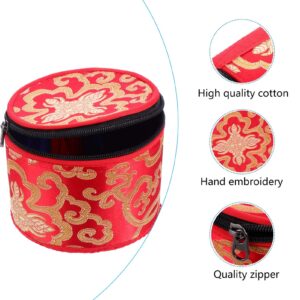 Tibetan Singing Bowl Bag Zipper Buddhist Meditation Bowl Tote Holder Portable Travel Outdoor Chanting Bowl Storage Case 12X9.5CM (Random Color)