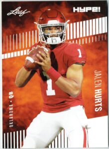 jalen hurts 2020 leaf hype! #28 just 5000 made 25) rookie card lot eagles - unsigned college cards