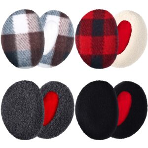 Geyoga 4 Pairs Bandless Ear Muffs Fleece Ear Muffs Thick Winter Ear Covers Cold Weather Ear Warmer for Women