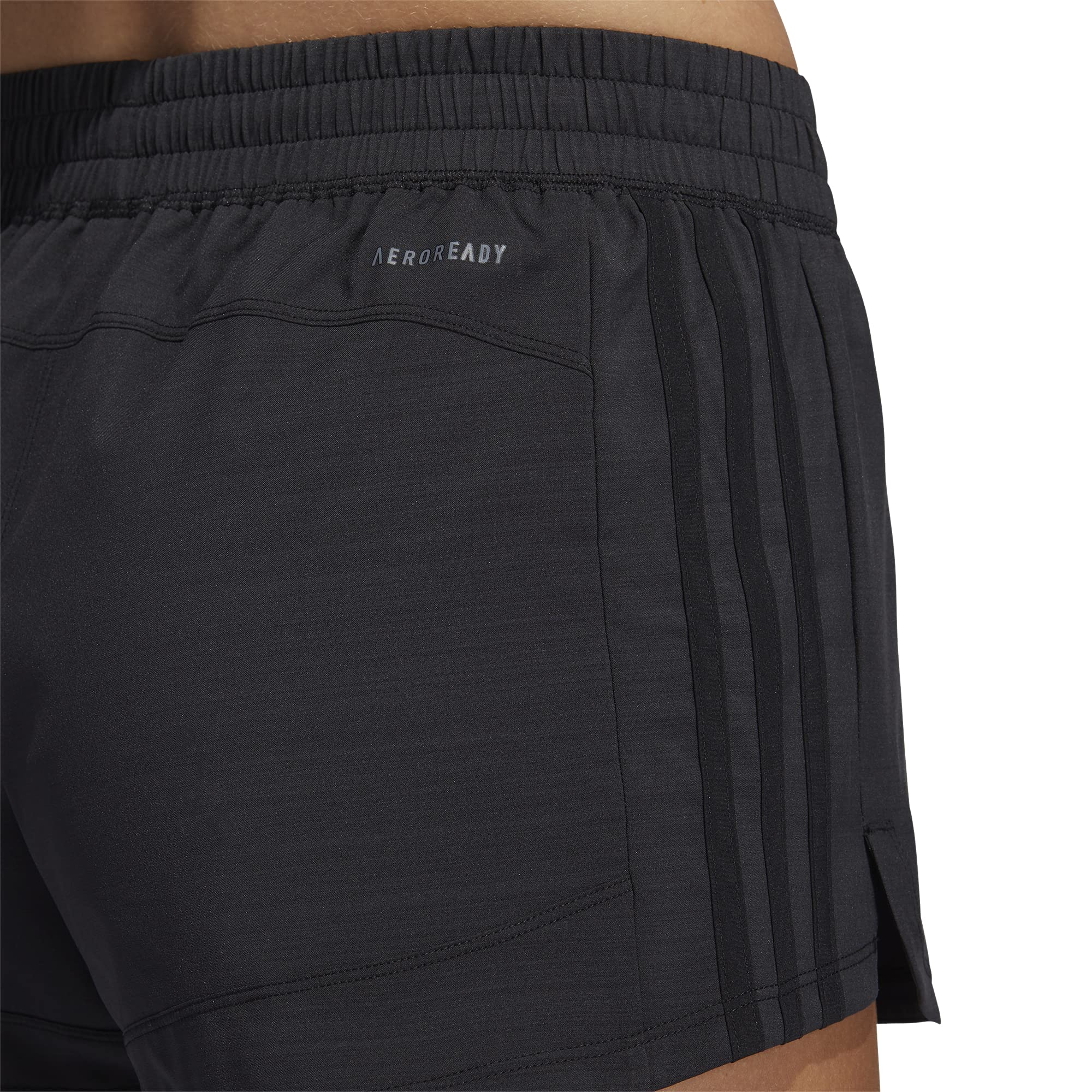 adidas Women's Pacer 3-Stripes Woven Heather Shorts, Black/Black, X-Small