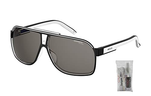 Carrera Grand Prix 2/S 07C5/M9 64M Black Crystal/Grey Polarized Rectangular Sunglasses For Men For Women+ BUNDLE with Designer iWear Eyewear Kit