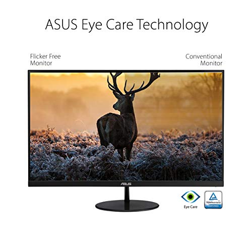 ASUS VL249HE 23.8” Eye Care Monitor, 1080P Full HD, 75Hz, IPS, Adaptive-Sync/FreeSync, Eye Care, HDMI VGA, Frameless Slim Design, VESA Wall Mountable