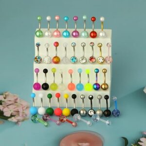 42Pcs 14G Surgical Stainless Steel Belly Button Ring for Women hypoallergenic Simple Acrylic Glow In Dark Cute Belly Rings Barbell Navel Piercing Jewelry Pack for Women