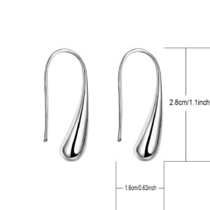 Harlorki Women Lady's 925 Silver Plated Shiny Teardrop Shape Hook Drop Dangle Earrings Fashion Costume Jewelry for Wedding Party Casual Daily Wear