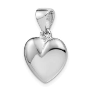 Sterling Silver Rhodium-plated Polished Bell inside Puffed Heart Pendant 25mm style QC9455