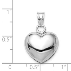 Sterling Silver Rhodium-plated Polished Bell inside Puffed Heart Pendant 25mm style QC9455