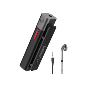 sabinetek official smartmike+ ultra-compact wireless bluetooth microphone long distance audio recording noise reduction lavalier mic (14g) (black)