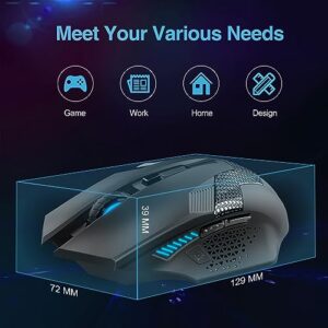 TECKNET Wireless Mouse, USB Cordless Computer Mouse with 8 Buttons, Ergonomic Design, High-Precision 5 Adjustable DPI for PC/Mac/Laptop