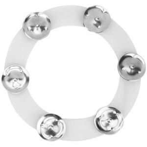 Drum Cymbals Hi Hat Tambourine Stainless Steel and Rubber Hi Hat Tambourine with Two Color for Drum Set Performance(Silver)