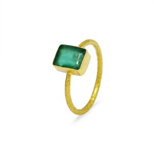 Certified Handcrafted 18K Yellow Gold With Sqaure Shape 1.55 Carat Real Genuine Emerald Gemstone Rings For Women Jewelry Gifts