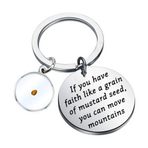 FAADBUK Christian Gift Mustard Seed Keychain If You Have Faith Like A Grain Of Mustard Seed You Can Move Mountains Jewelry (Have Faith K-S)