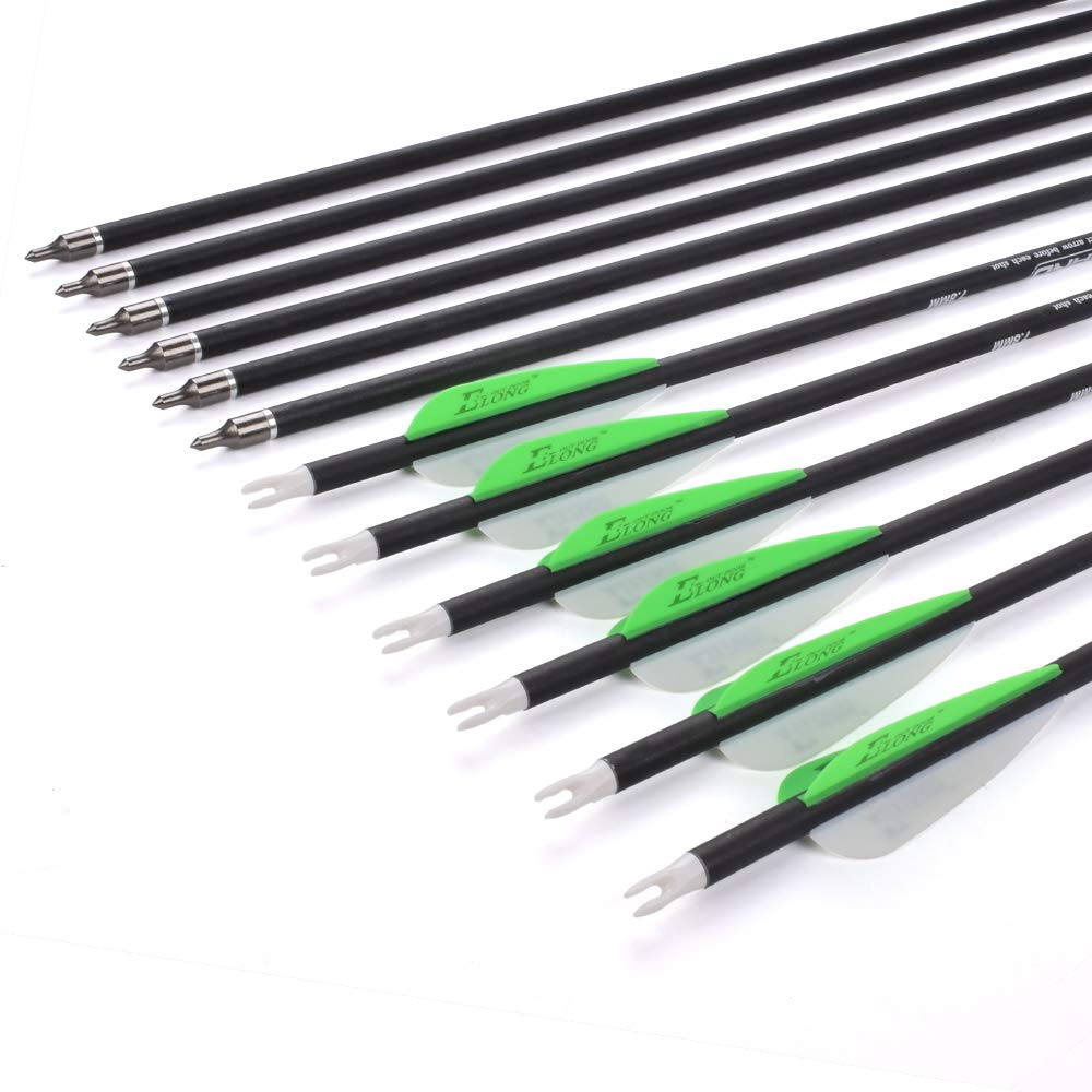 Archery 26Inch Carbon Arrow Practice Hunting Arrows with100 Grain Removable Tips for Compound & Recurve Bow(Pack of 12)