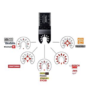 Hanida 56pcs Wood Oscillating Multitool Quick Release Saw Blades Compatible with Fein Multimaster Porter Cable Black & Bosch Decker Dremel Craftsman Ridgid Ryobi Makita Milwaukee Dewalt Rockwell