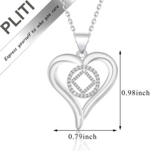 PLITI Sobriety Gift Addiction Recovery Gift Recovery AA Alcoholics Anonymous Birthday Gifts AA NA Rose Gold Necklace Gift Sobriety Jewelry Sponsor Gift (NA necklace silver)