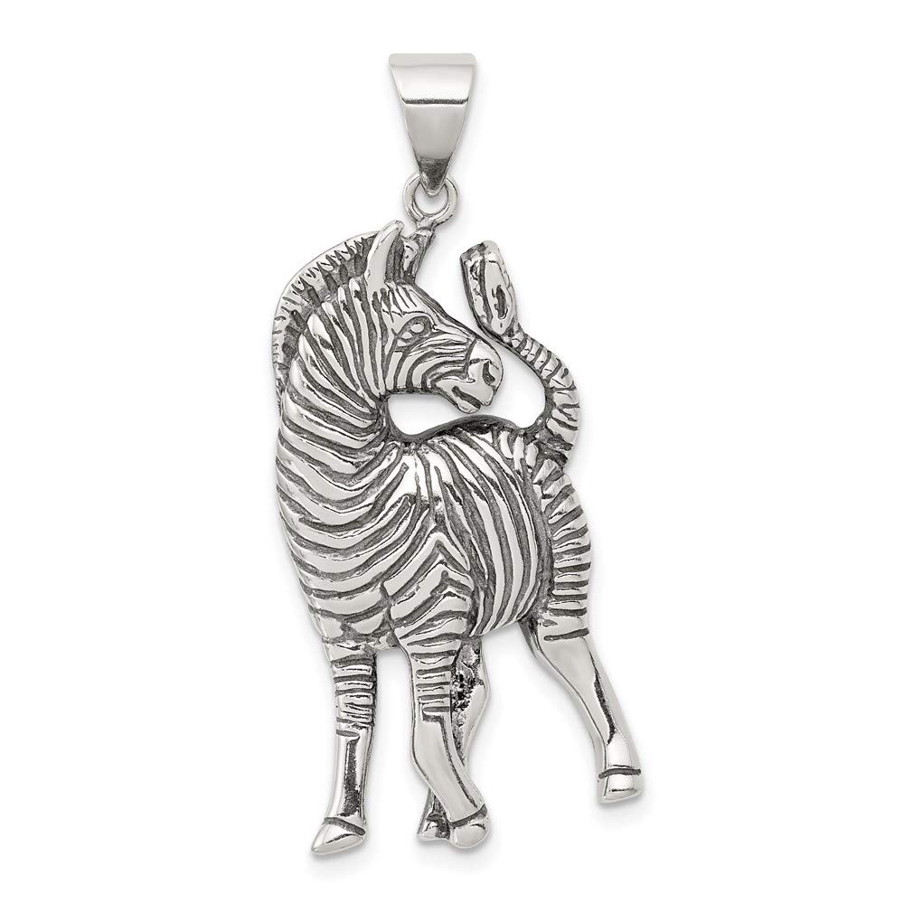 Sterling Silver Antiqued Zebra Pendant QQC4102