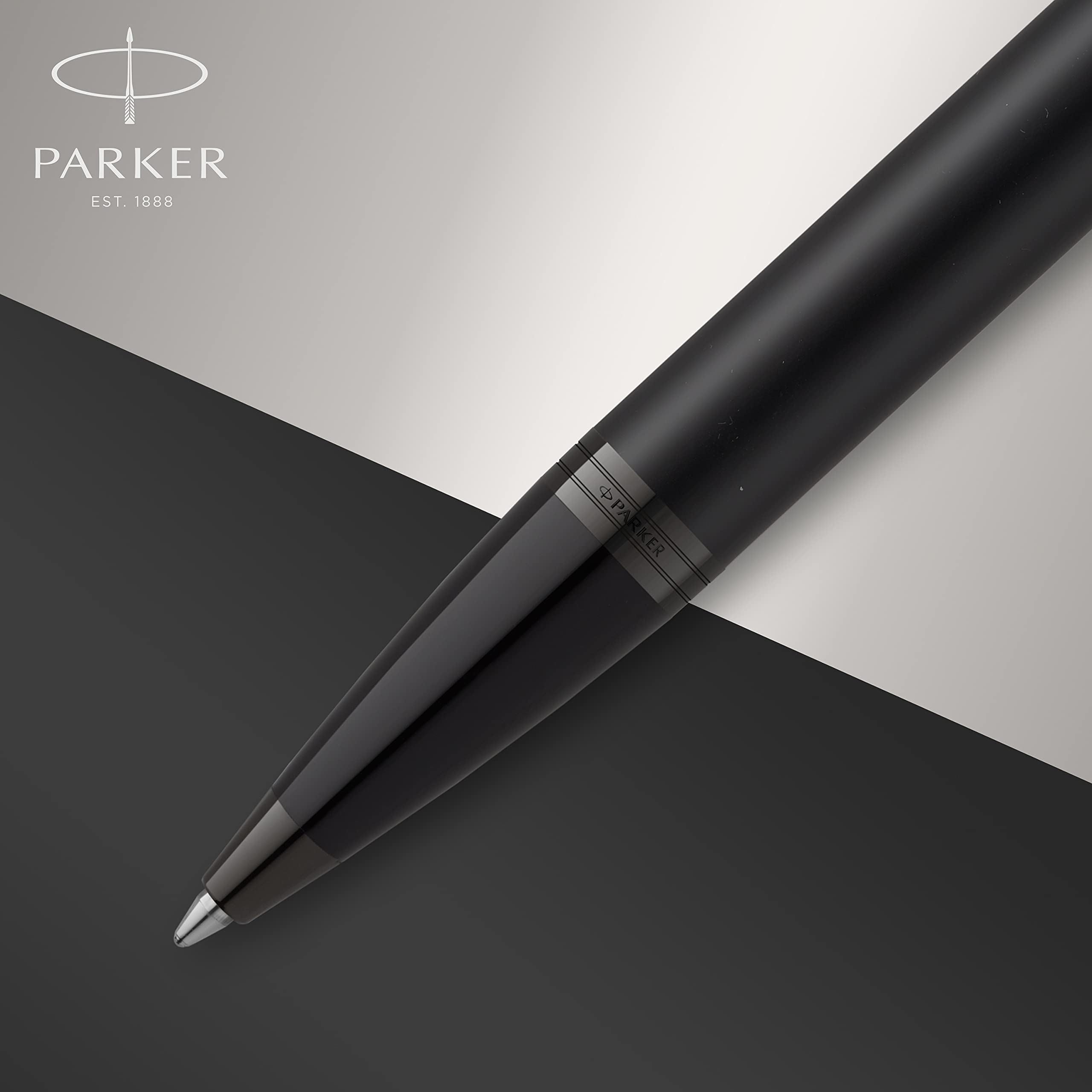 Parker IM Ballpoint Pen | Matte Black with Black Trim | Medium Point with Blue Ink Refill | Gift Box