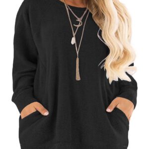 AURISSY Womens Plus Size Sweatshirts 2X Long Sleeve Tunic Tops Black-18W