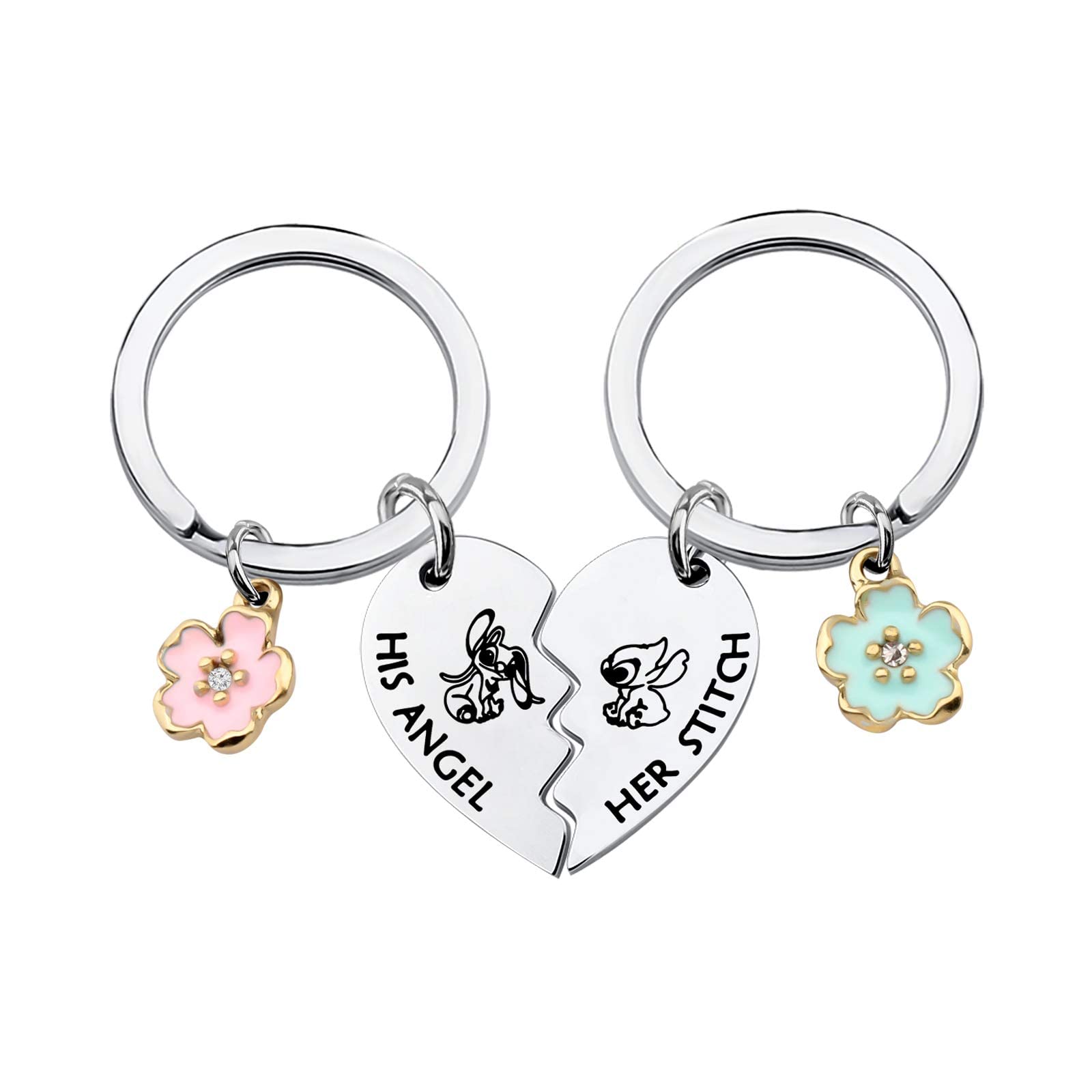 CYTING His And Her Cartoon Puzzle Piece Keychain Hawaiian Jewelry Long Distance Gift For Couple Cartoon Birthday Gift